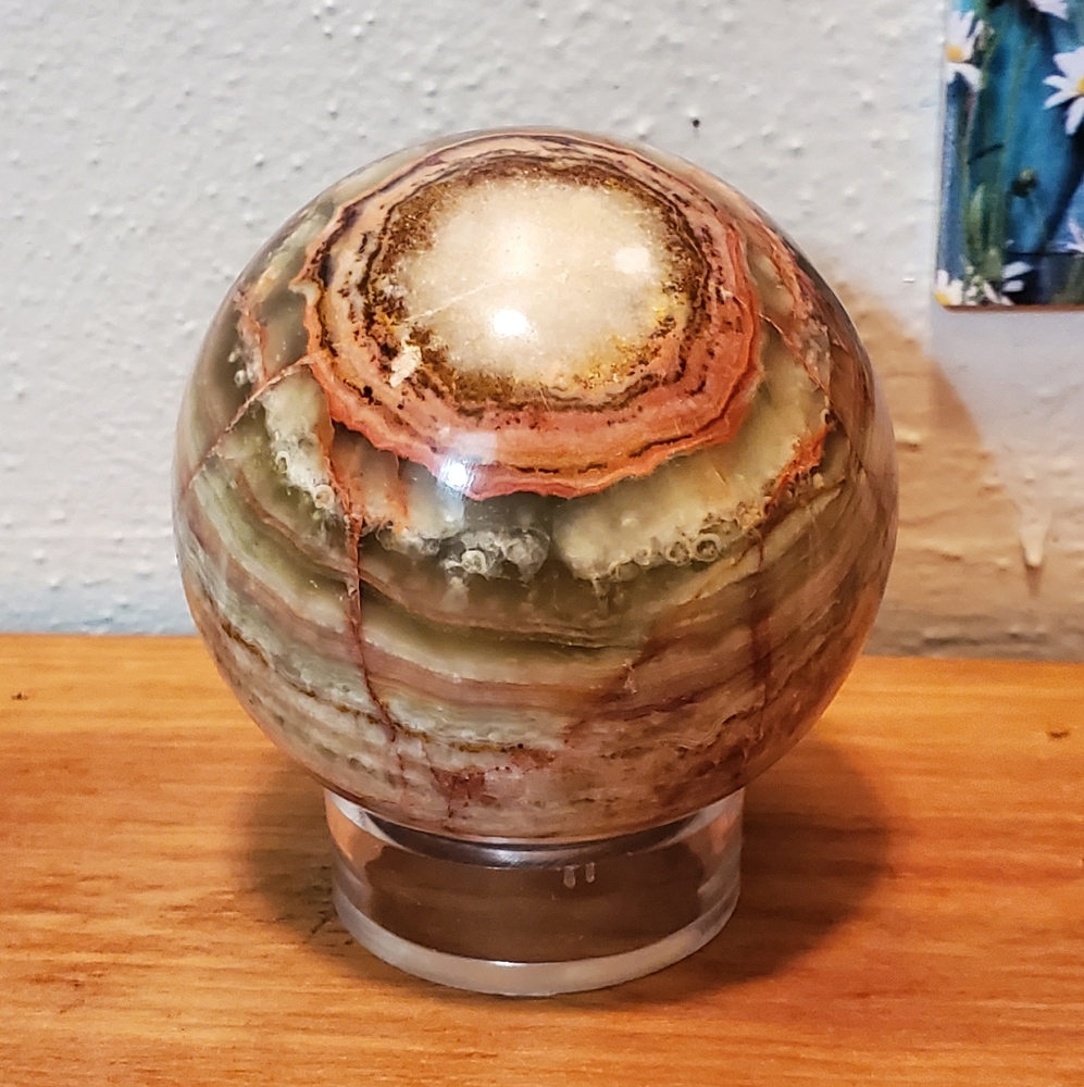 Onyx Banded Green Calcite Sphere Large